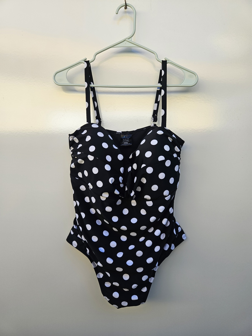 Catalina Black and White Polka Dot One-Piece Swim 2x